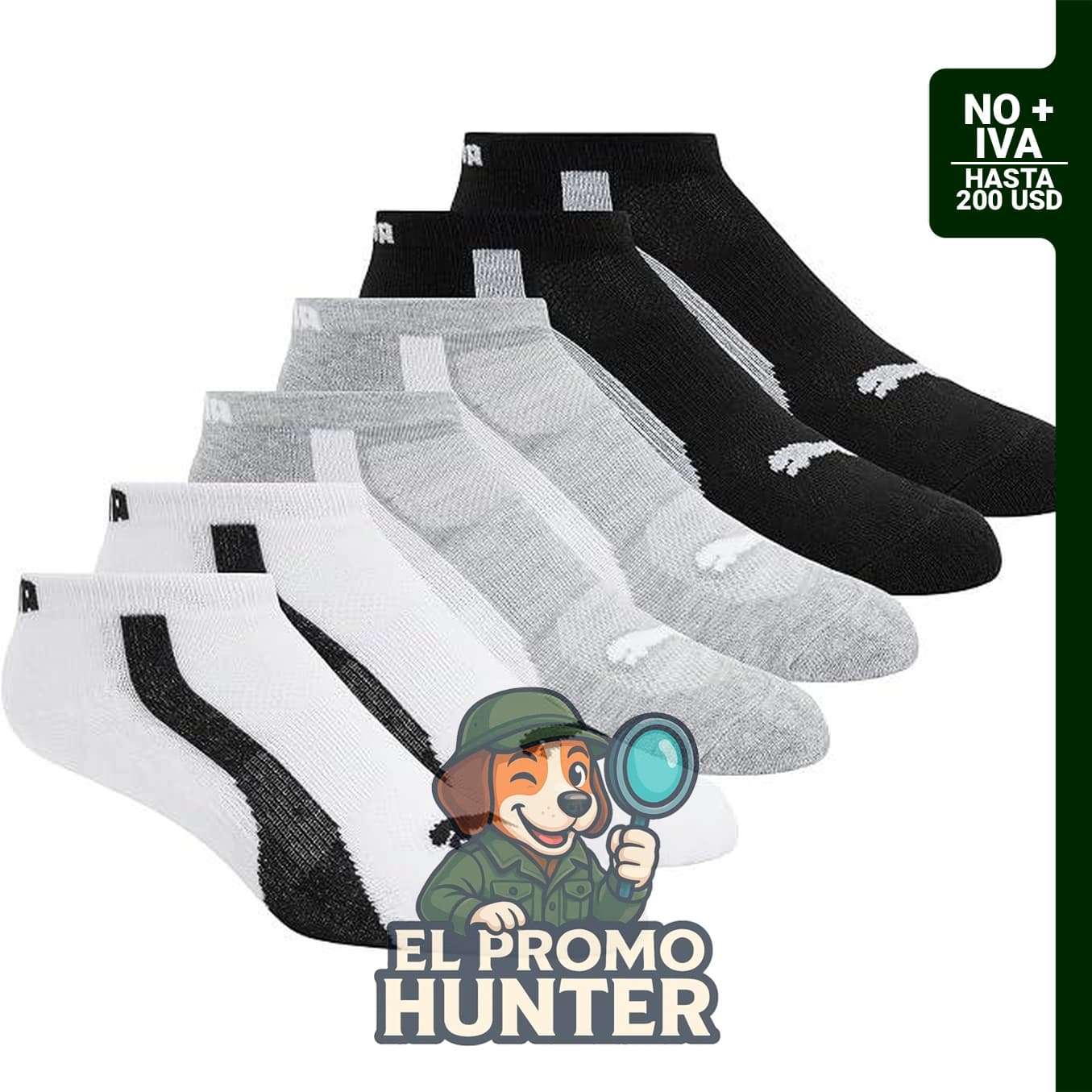 Calcetines de corte bajo PUMA para mujer, paquete de 6 unidades.