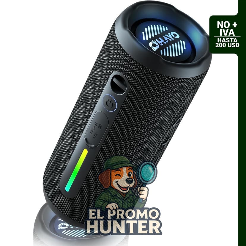 Altavoz Bluetooth portátil OHAYO, impermeable IPX7, 24 W, con luces LED y Bluetooth 5.3.