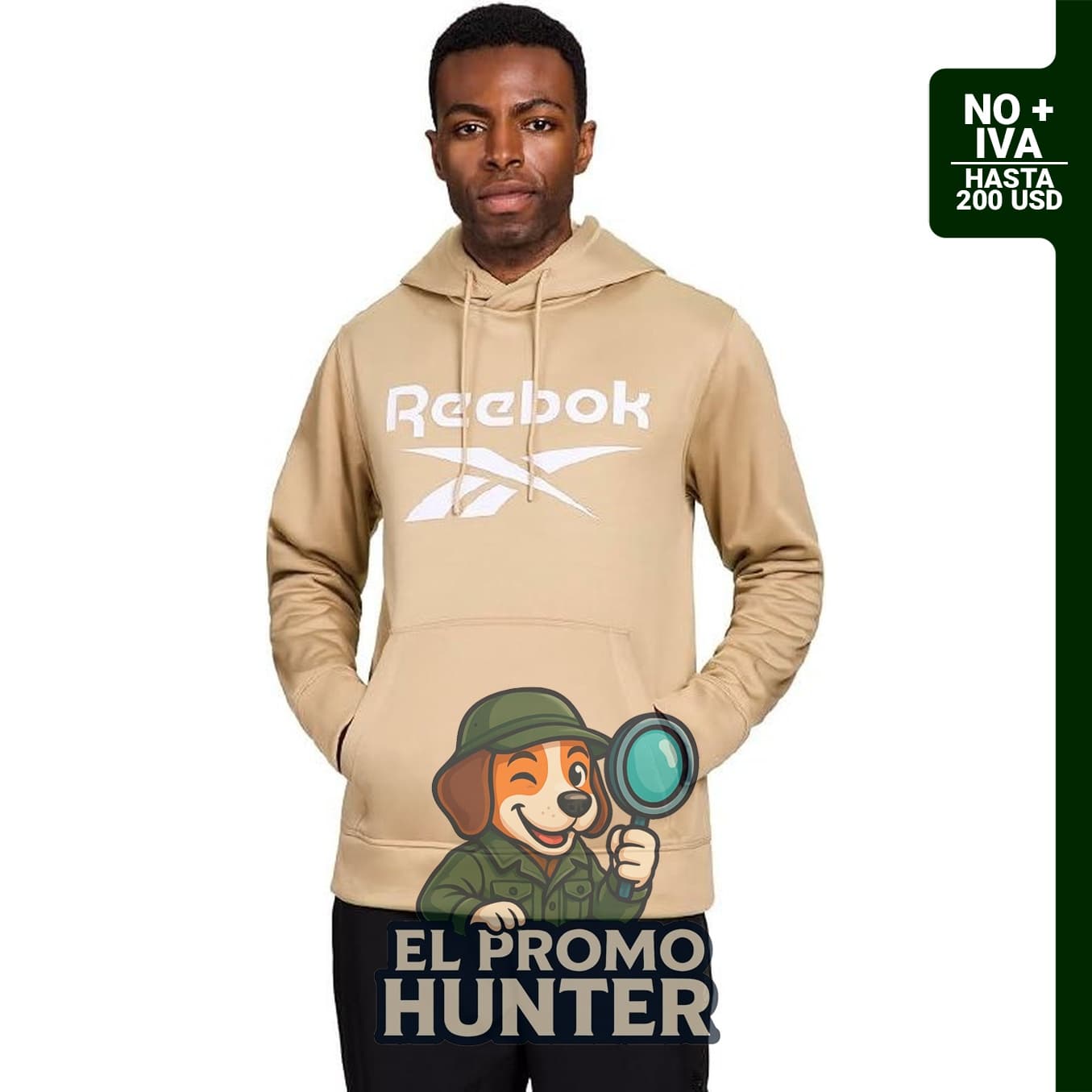 Sudadera de forro polar con capucha Reebok, talla S.