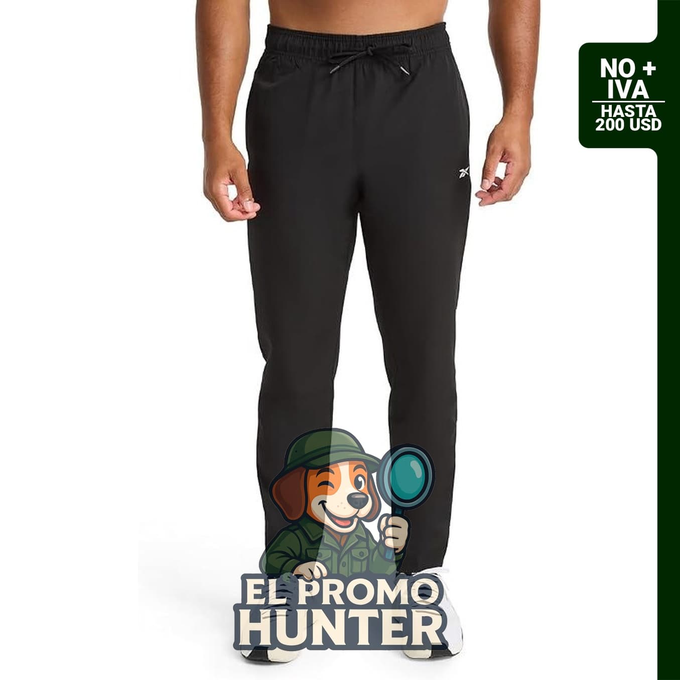Pantalón Reebok Dominator para hombre, ajuste estándar, entrepierna de 76 cm, tela de poliéster elástica ligera.