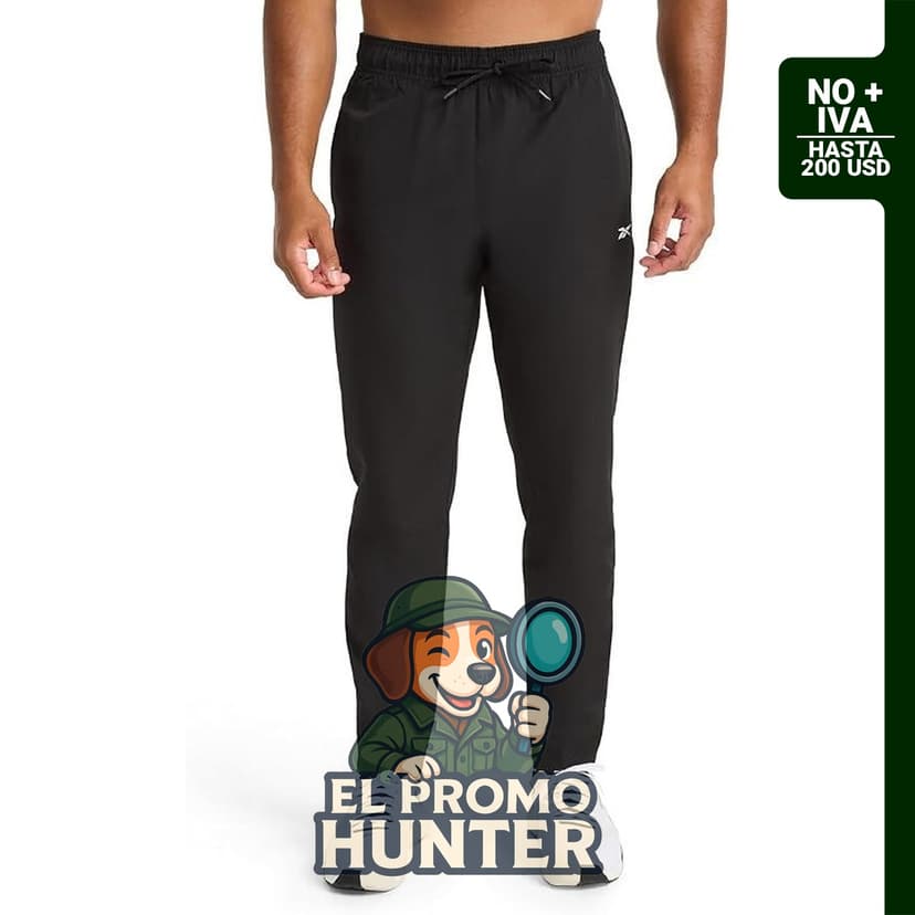Pantalón Reebok Dominator para hombre, ajuste estándar, entrepierna de 76 cm, tela de poliéster elástica ligera.