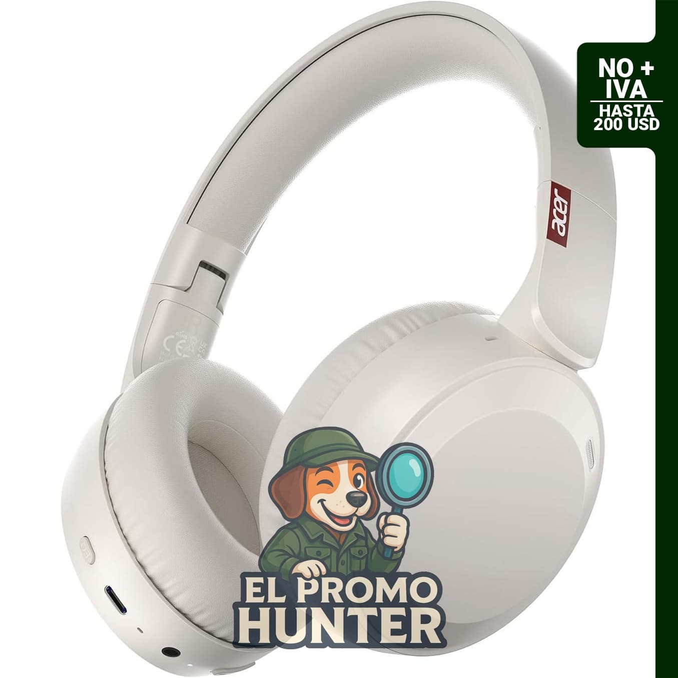 Auriculares inalámbricos Bluetooth Acer OHR205, 70 horas de reproducción, controladores de 40 mm, plegables.