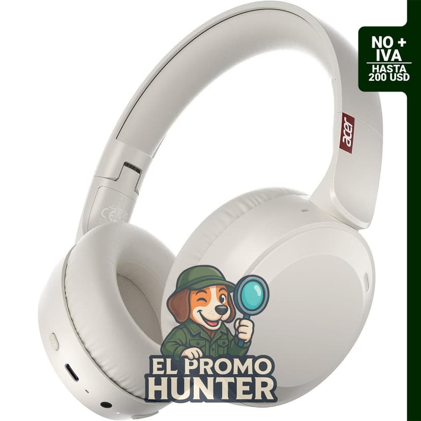 Auriculares inalámbricos Bluetooth Acer OHR205, 70 horas de reproducción, controladores de 40 mm, plegables.
