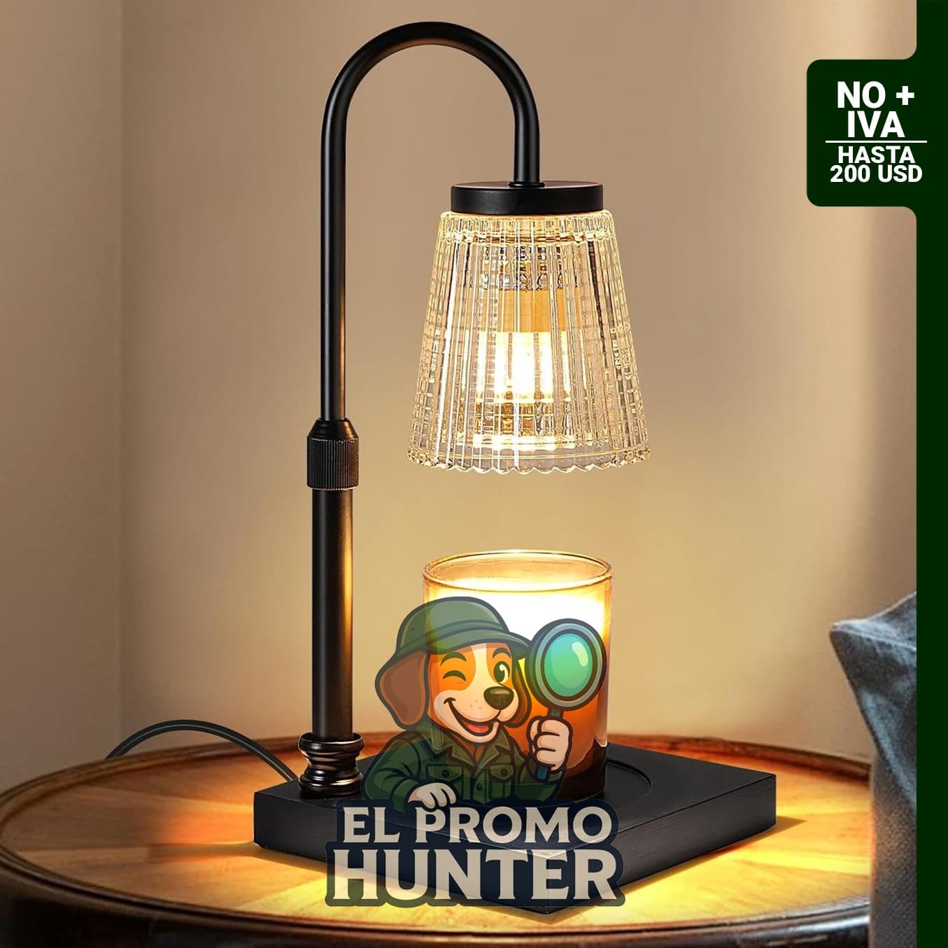 Lámpara calentadora de velas con regulador de temporizador y altura ajustable, incluye 2 bombillas de 50 W.