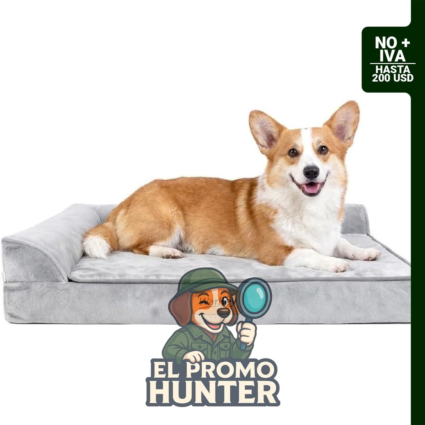 Cama ortopédica impermeable de espuma viscoelástica para perros medianos, 71 x 59 cm.