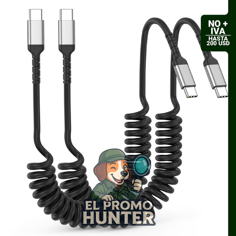 Cable USB C a USB C en espiral, 3 pies (91 cm), paquete de 2.