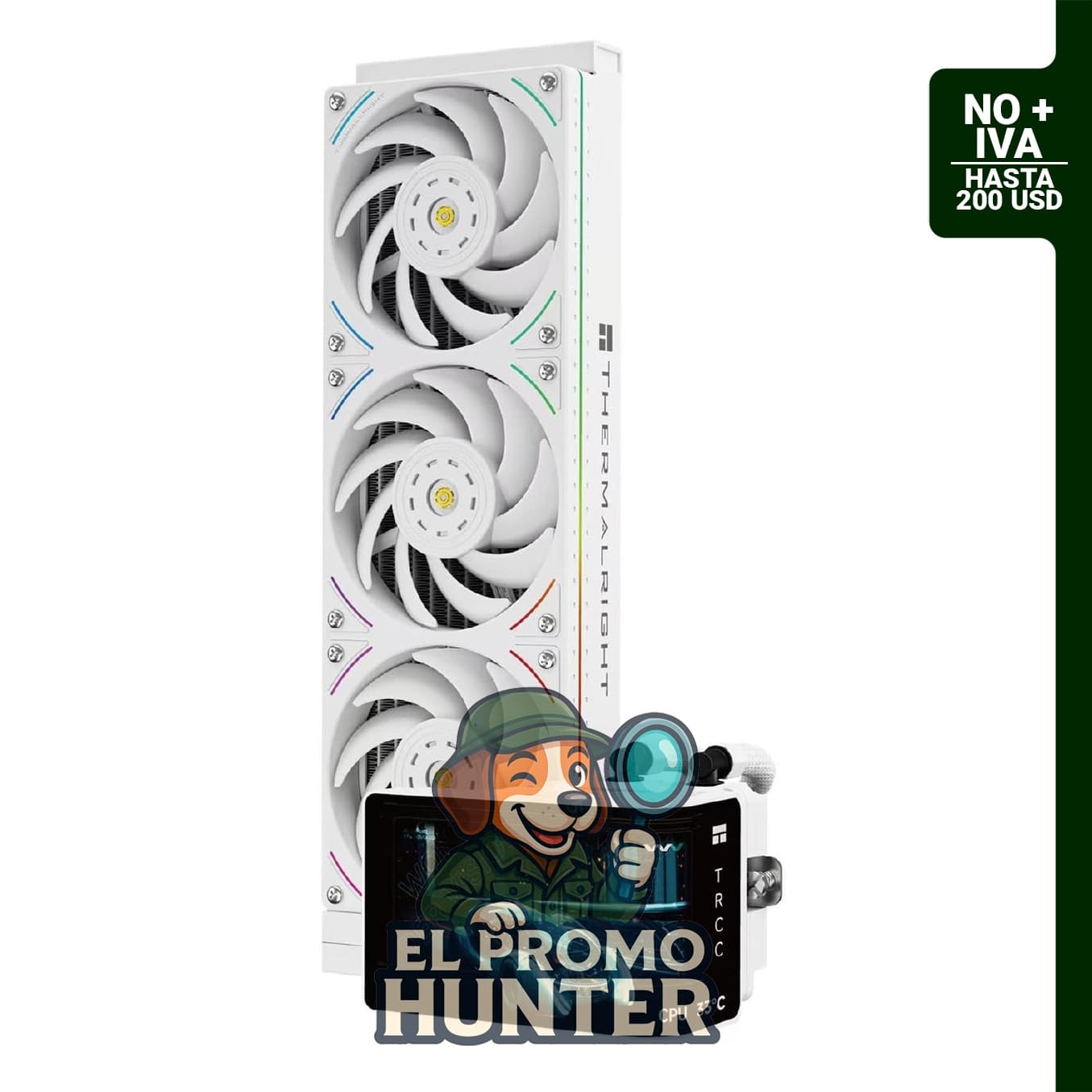 Enfriador AIO Thermalright Wonder Vision 360 UB ARGB, radiador de 35.9 cm, pantalla curva 2K 60Hz, resolución 2400 x 1080, compatible con AM4/AM5 e Intel LGA1851/1700.