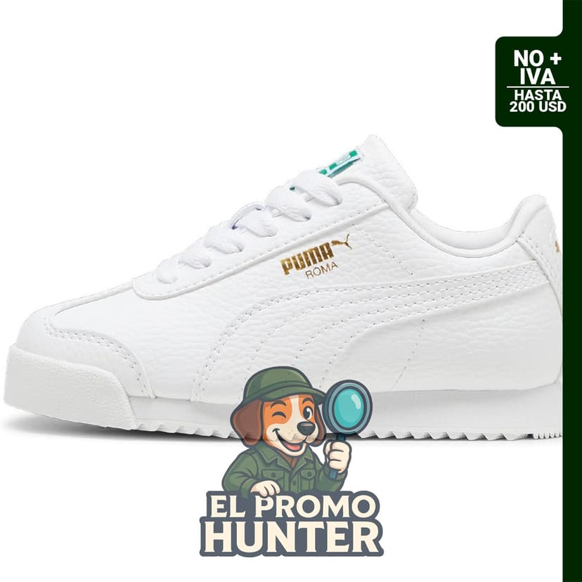 Zapatillas Puma Roma unisex para niños, modelo clásico con diseño retro.