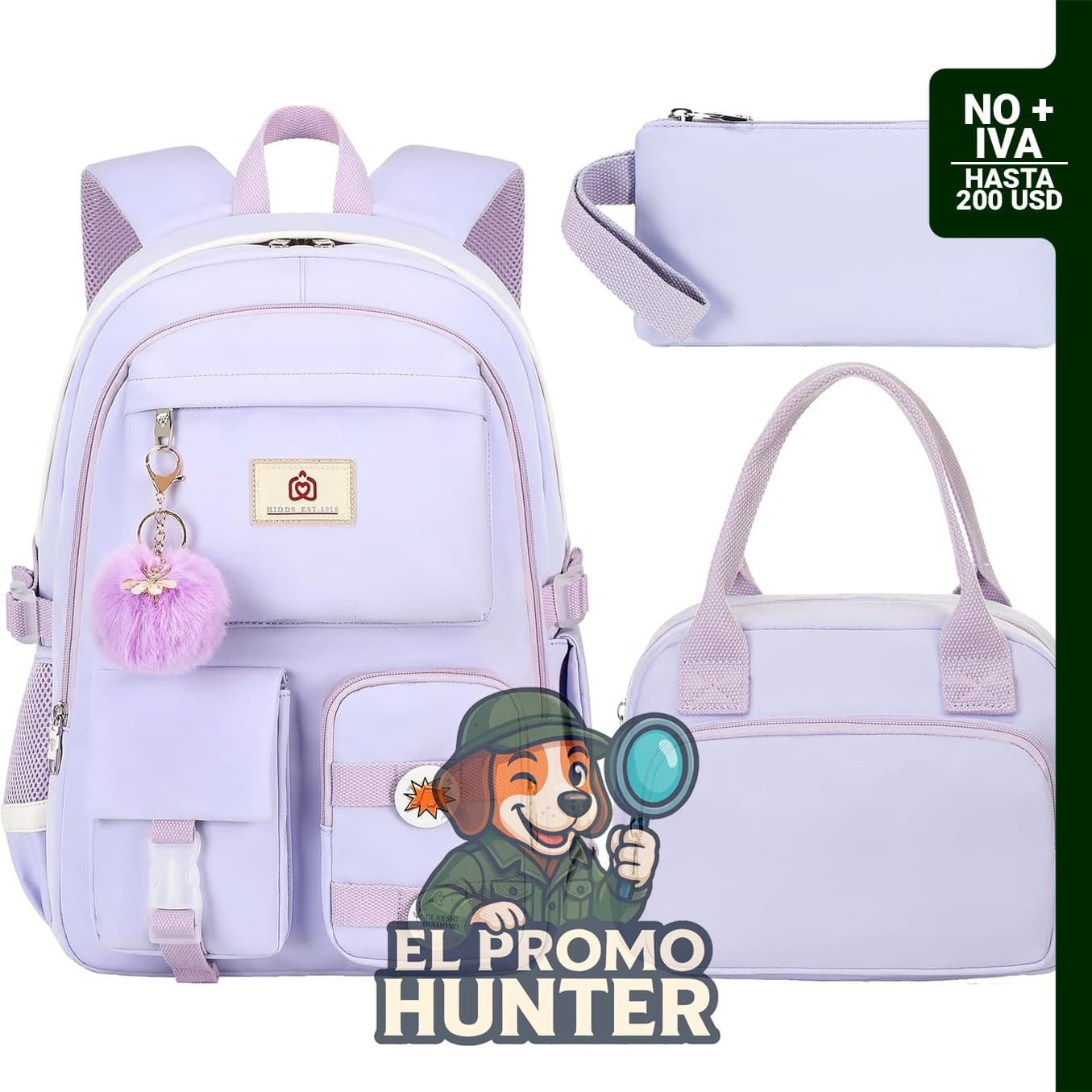 Mochila escolar Hidds para adolescentes y mujeres, incluye lonchera, adecuada para laptops.