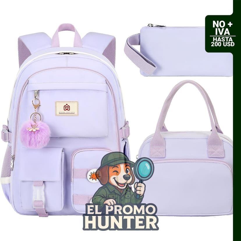 Mochila escolar Hidds para adolescentes y mujeres, incluye lonchera, adecuada para laptops.