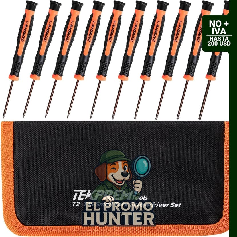 Juego de destornilladores Torx TEKPREM 10 en 1, incluye T2-T15, compatible con dispositivos Apple, Xbox y PS4.
