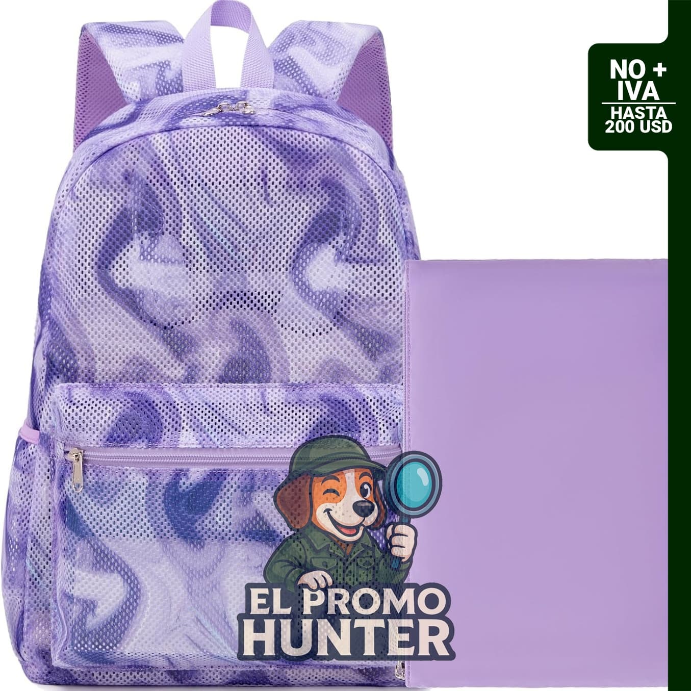 Mochila de malla semitransparente para escolares, incluye bolsa de almacenamiento 2 en 1.