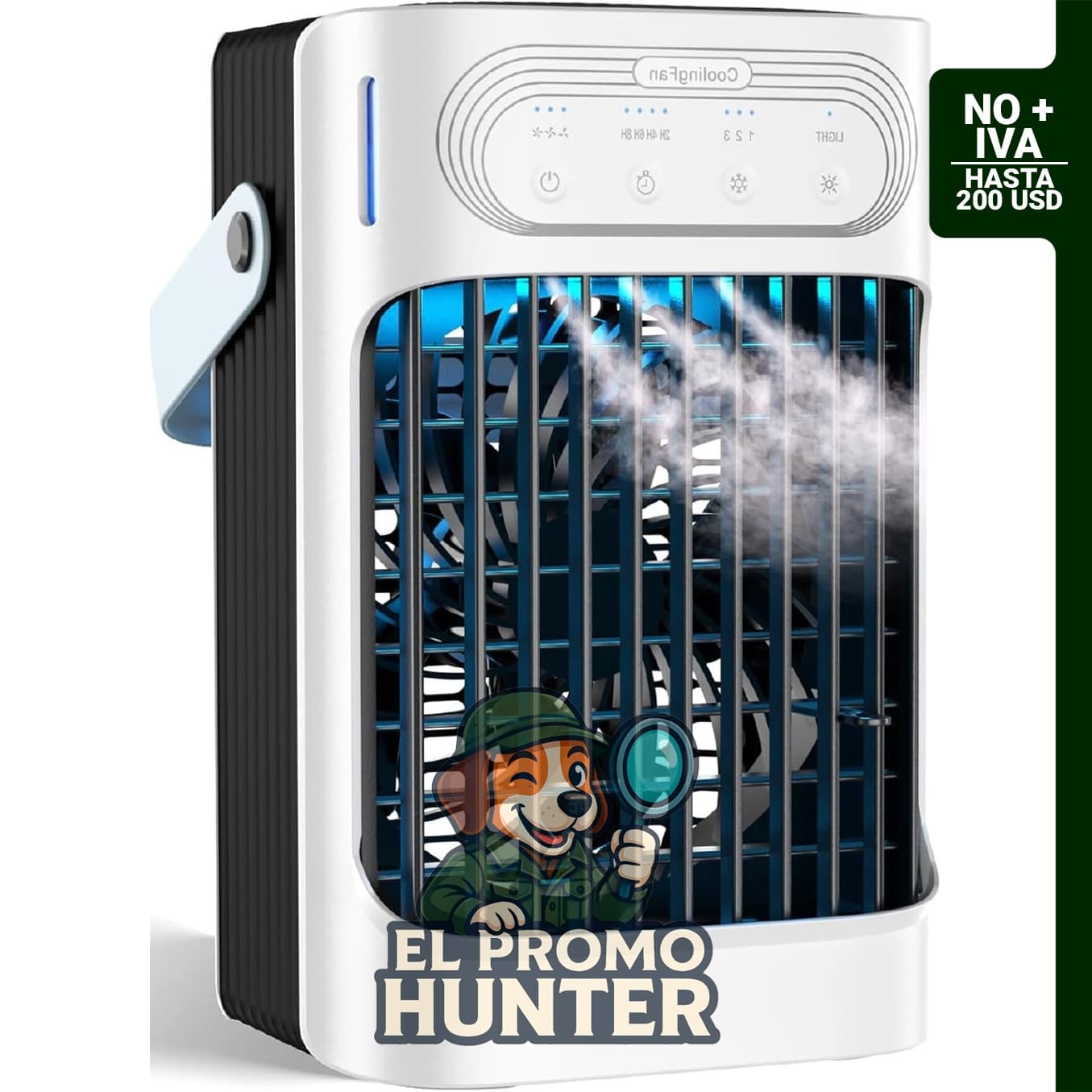 Aire acondicionado portátil con control remoto, 3 velocidades y función de ventilador, capacidad de 1.2 L.