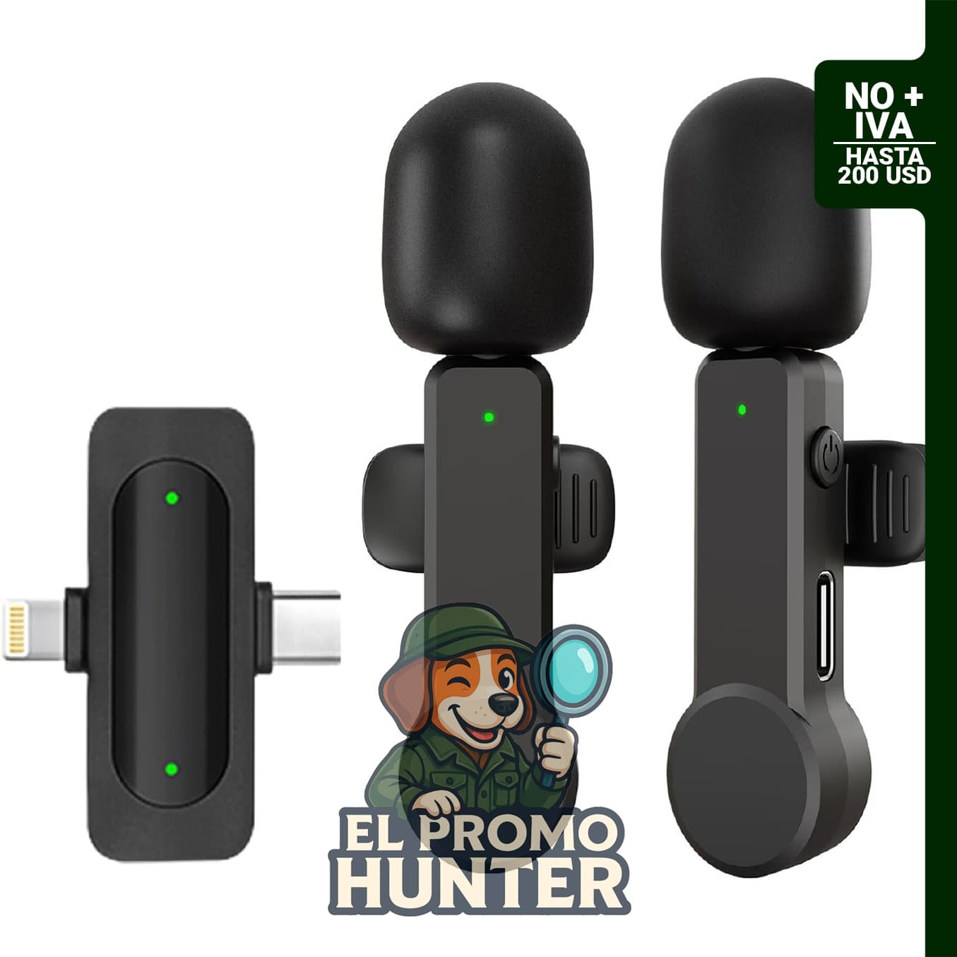 Micrófono Lavalier inalámbrico compatible con iPhone, Android y iPad, con cancelación de ruido y conexión USB C.