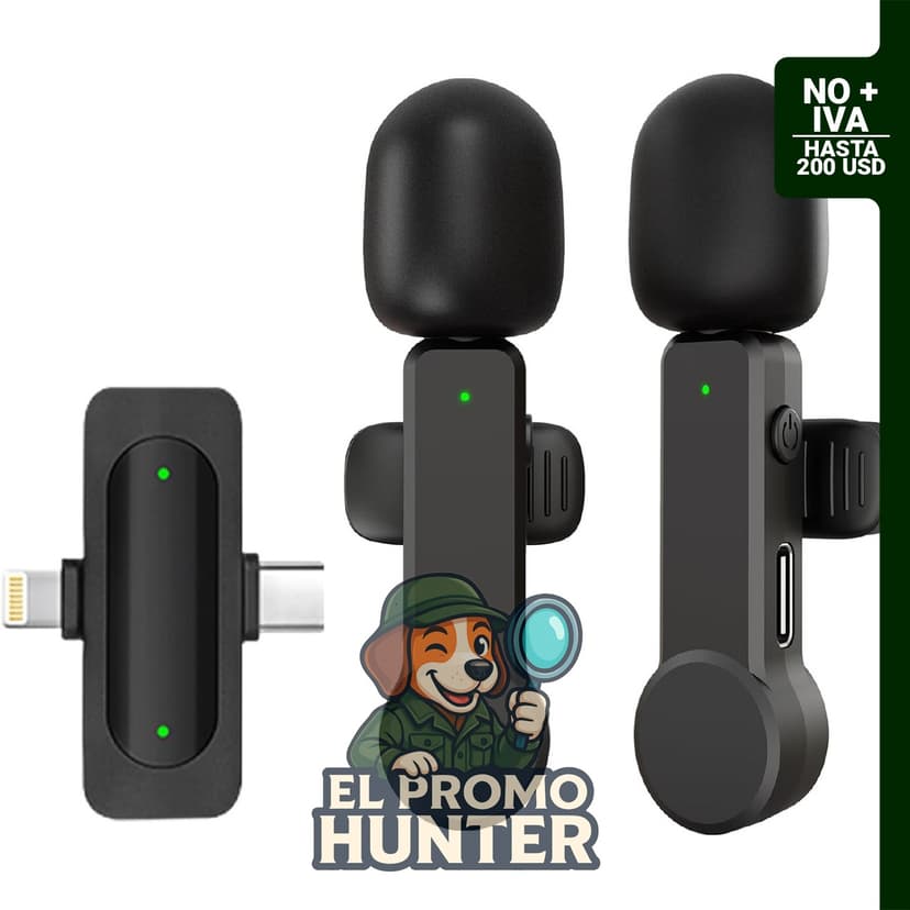 Micrófono Lavalier inalámbrico compatible con iPhone, Android y iPad, con cancelación de ruido y conexión USB C.