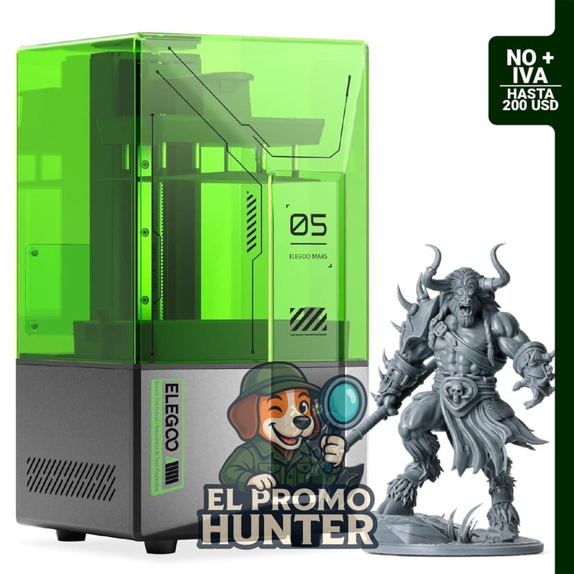 Impresora 3D de resina ELEGOO Mars 5, LCD mono 4K, nivelación automática, tamaño de impresión 14.3 × 8.9 × 15 cm.