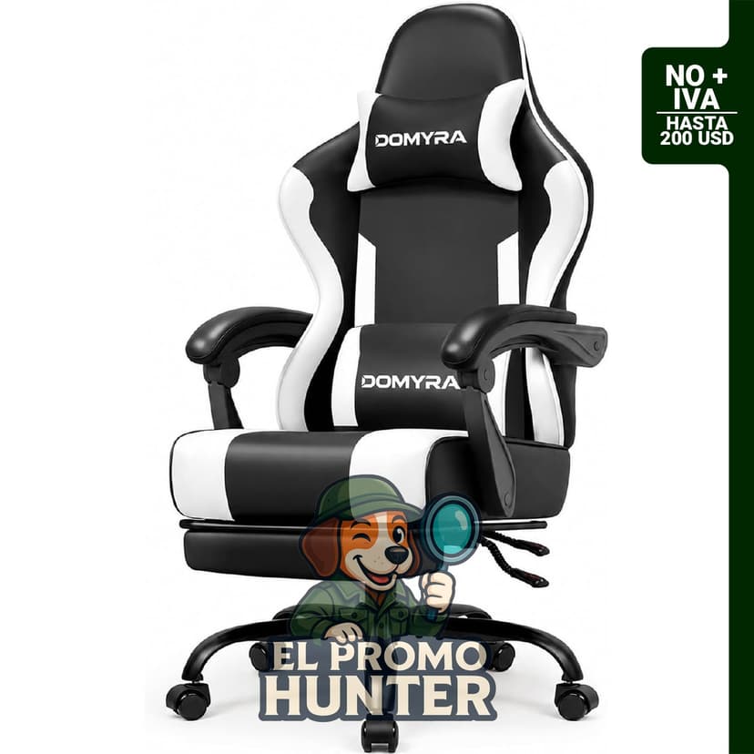 Silla de juego ergonómica VOYADOTE con reposapiés, soporte lumbar y ajuste de altura y respaldo.