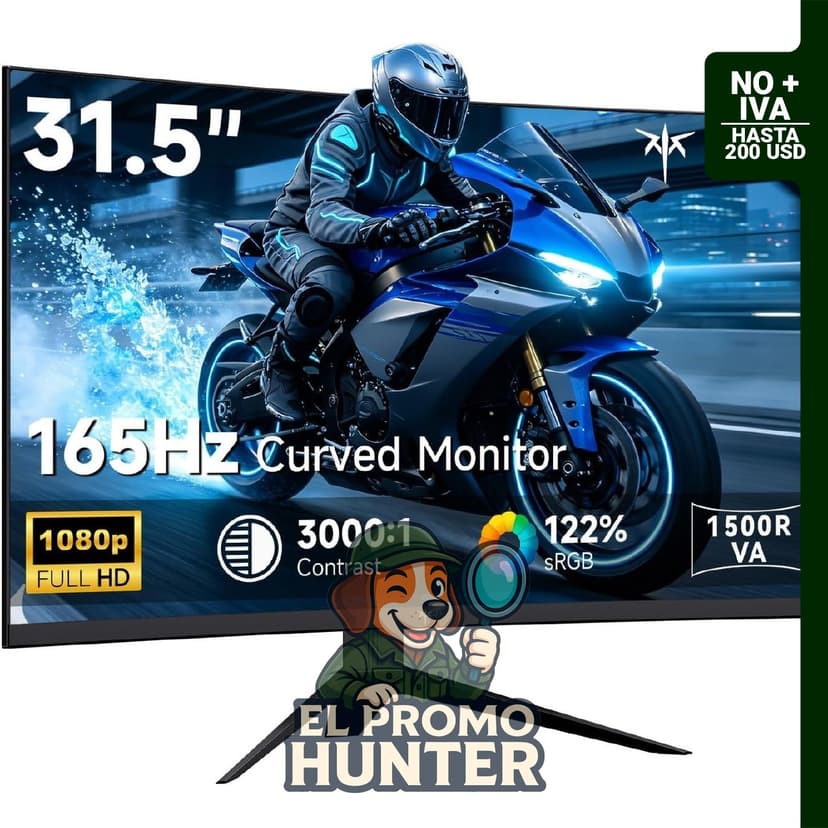 Monitor curvo KTC de 32" (81 cm) FHD 1080p, VA 1500R, 165Hz, 1ms MPRT, FreeSync y G-Sync.
