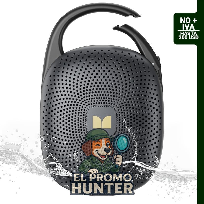 Altavoz Bluetooth portátil e impermeable con mosquetón, compatible con Bluetooth 6.0, IPX7, 29 horas de reproducción.