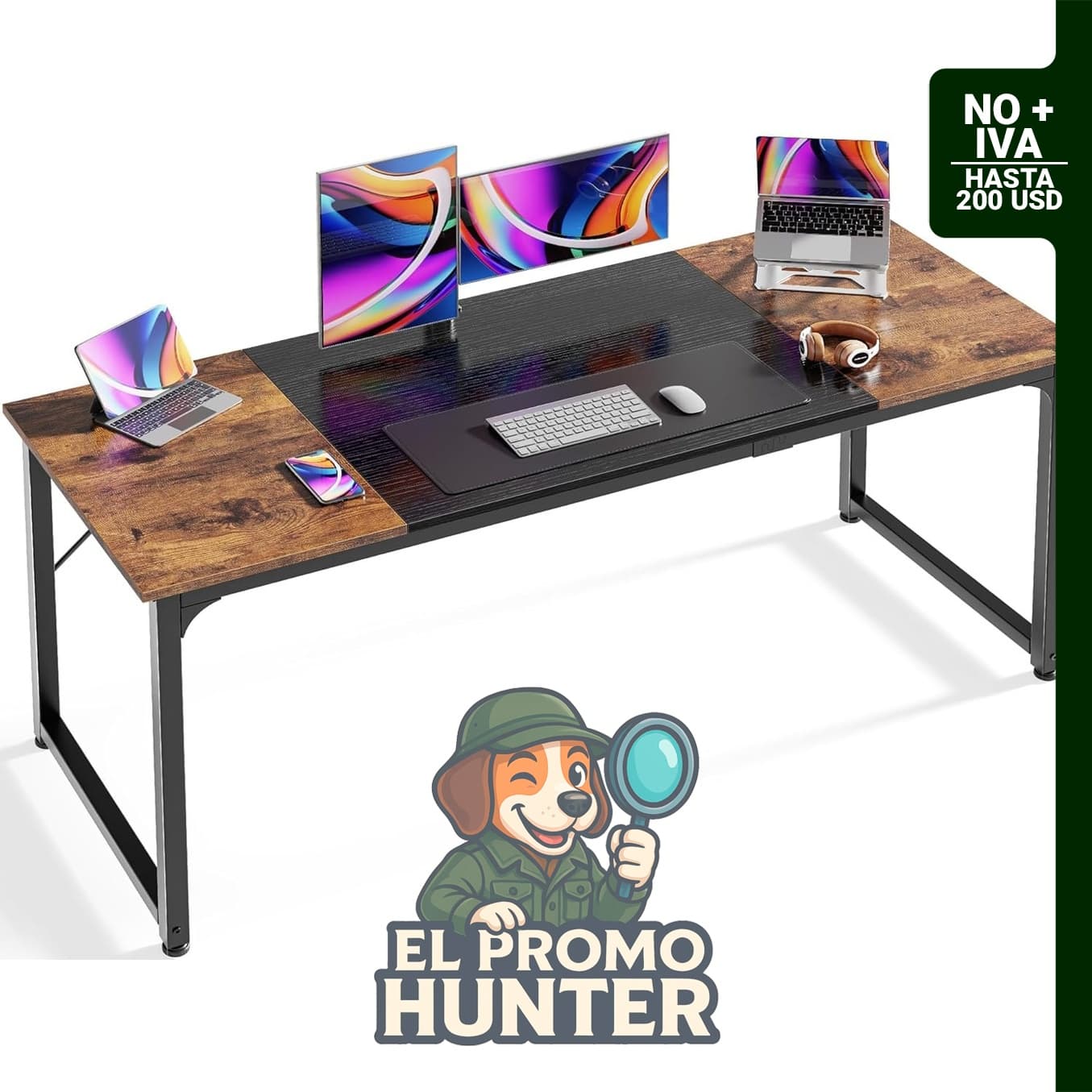 Escritorio Huuger de 160 cm para computadora, con almacenamiento y diseño para oficina o videojuegos.