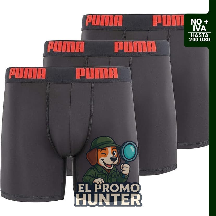 PUMA Paquete de 3 calzoncillos tipo bóxer Performance para hombre.
