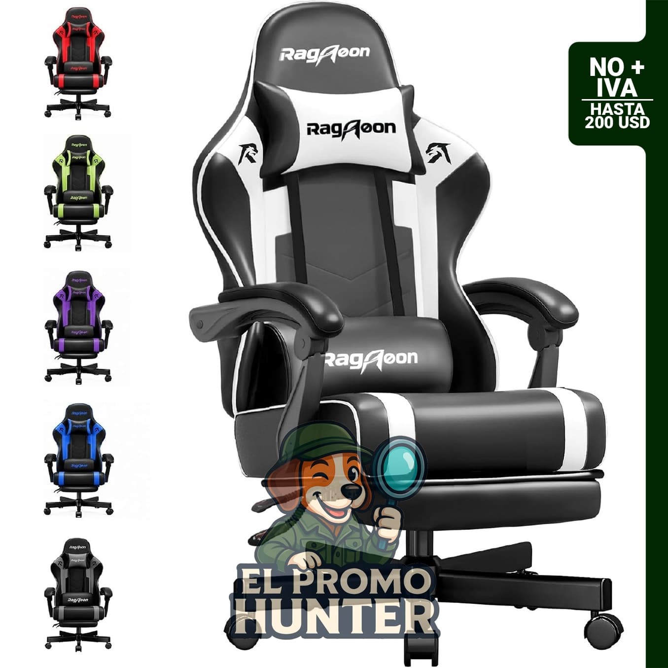 Silla de juego ergonómica para adultos, soporte de 7 puntos, con muelles y espuma, asiento de 51 cm de ancho, reposabrazos sincronizados, respaldo ajustable de 90° a 135°, cuero PU, carga máxima de 181 kg.