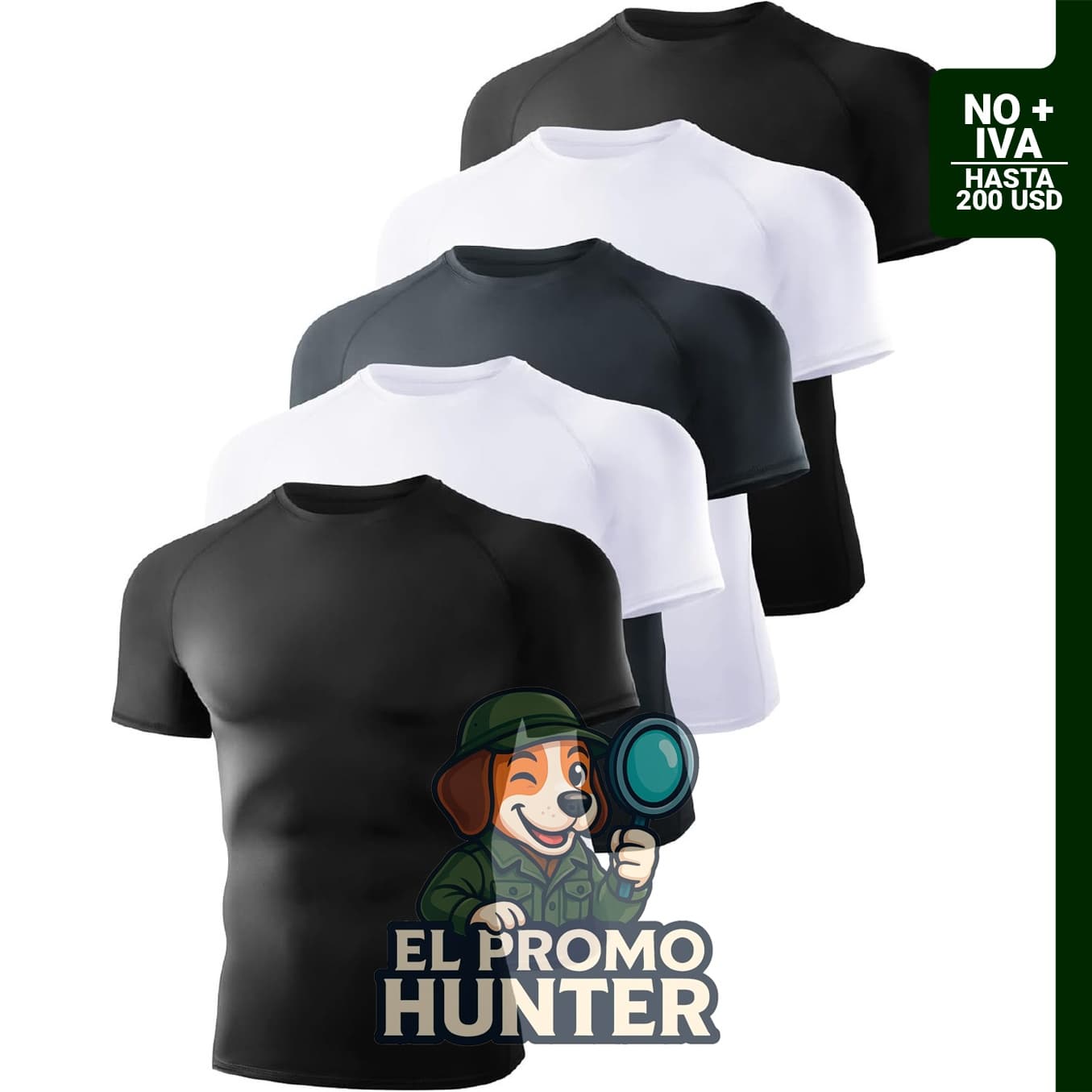 Paquete de 5 camisetas de compresión de manga corta para hombre, secado rápido y absorción de humedad.