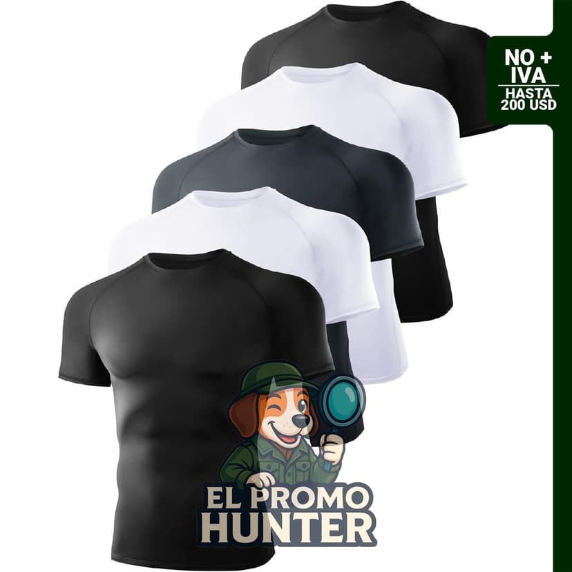 Paquete de 5 camisetas de compresión de manga corta para hombre, secado rápido y absorción de humedad.