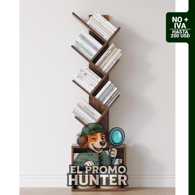 Estantería de 6 niveles con forma de árbol, organizador moderno para dormitorio y sala de estar.
