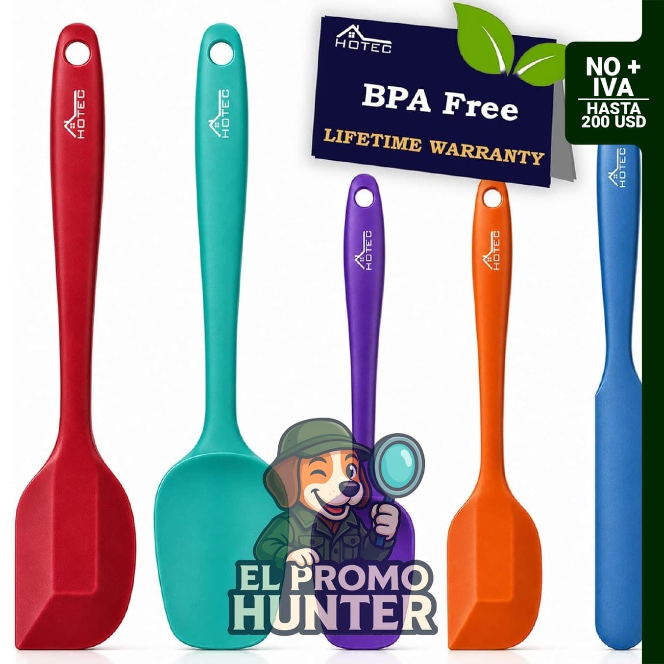 Juego de espátulas de goma de silicona de grado alimenticio, resistentes al calor hasta 315 °C, aptas para lavavajillas, sin BPA, multicolor, juego de 5.