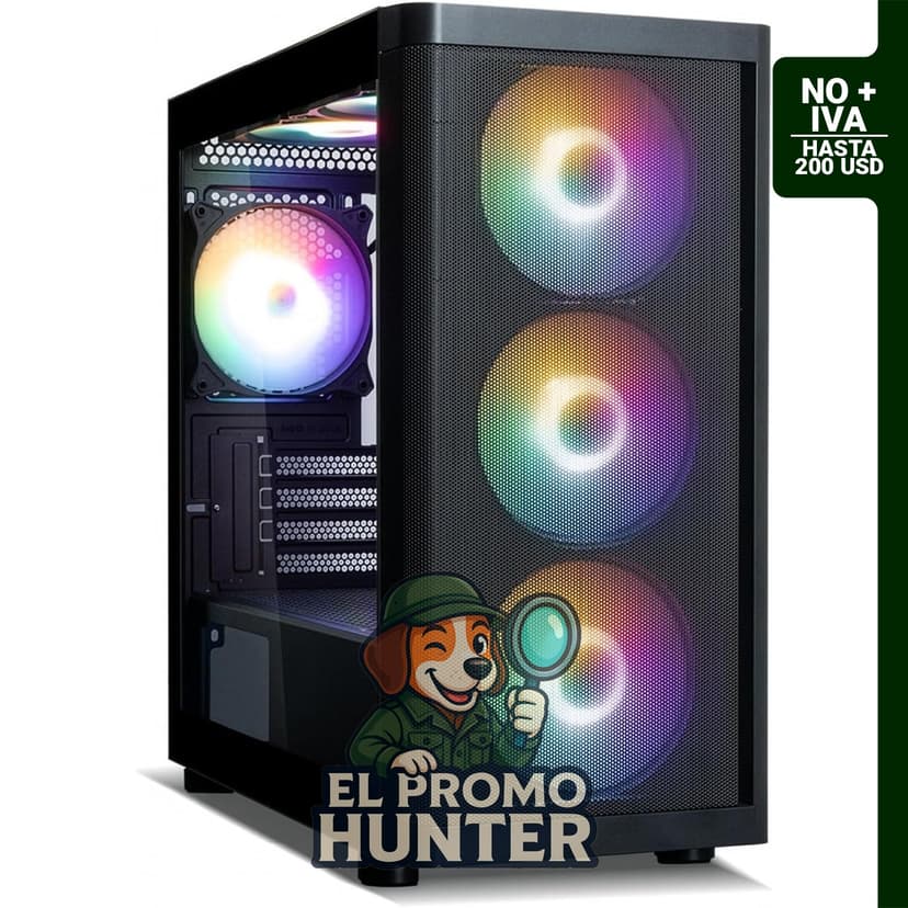 Carcasa Zalman M4 SE Micro-ATX con 6 ventiladores RGB y panel de vidrio templado.