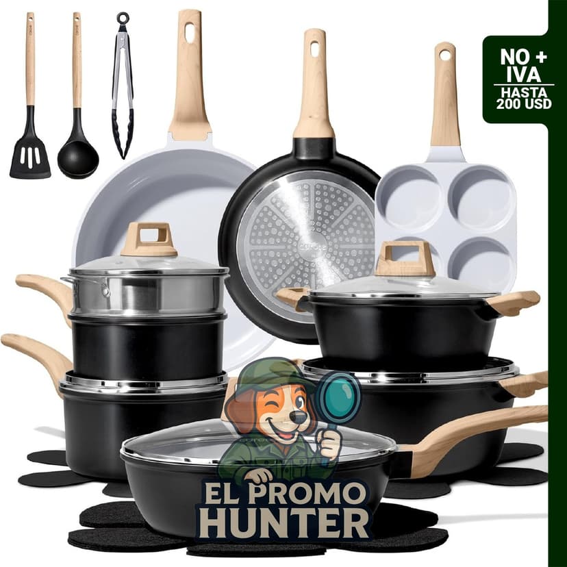 Juego de utensilios de cocina de cerámica de 21 piezas, apto para inducción y todas las estufas.