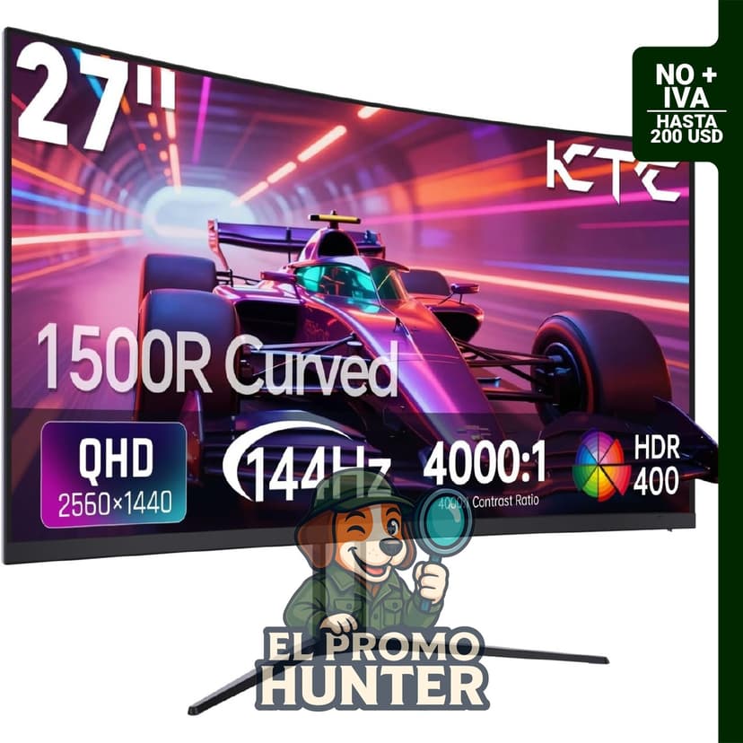 Monitor curvo KTC de 27" (68.6 cm) QHD 1440P, 144Hz, 1500R, con Adaptive Sync y HDR400.