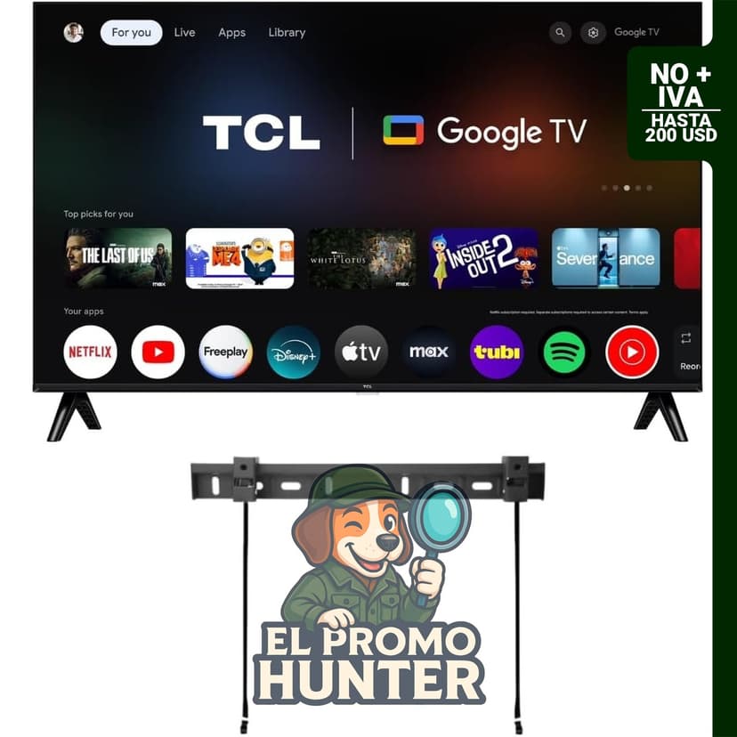 Televisor TCL Q3K de 43" (1080P, Full HD, QLED) con panel HVA, HDR 10, Bluetooth y soporte de pared.