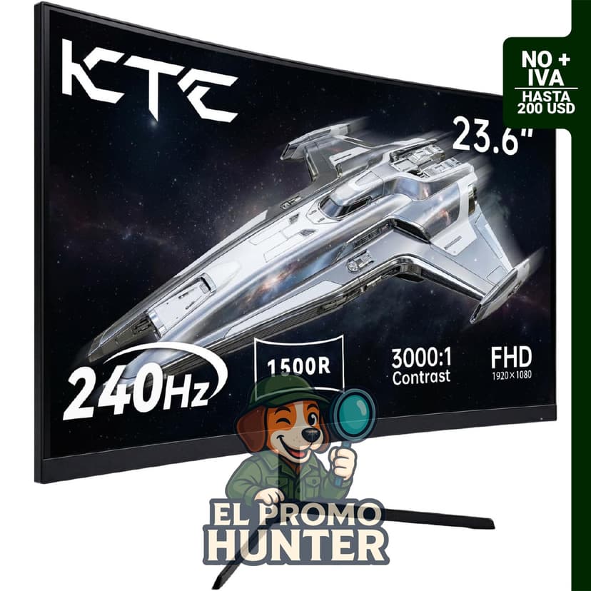 Monitor curvo KTC de 24" (61 cm) FHD 1080P, 240Hz, 3000:1, MPRT 1ms, HDMI y DisplayPort.