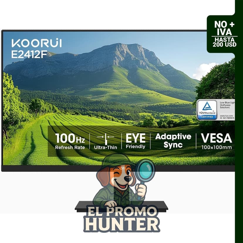 Monitor KOORUI E2412F de 24 pulgadas, resolución Full HD 1920 x 1080p, 100Hz, VA, con HDMI y VGA.