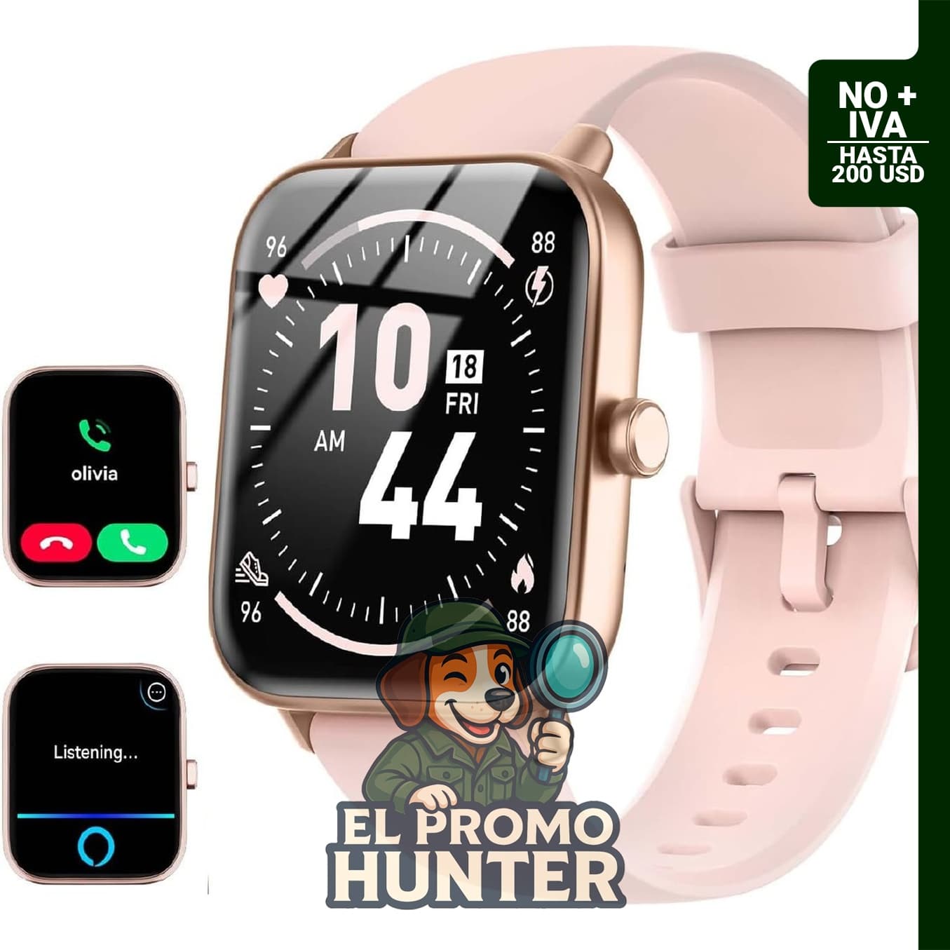 Reloj inteligente Quican para mujer, compatible con iPhone y Android, monitor de frecuencia cardíaca y sueño, resistente al agua, 1.8" (4.6 cm).