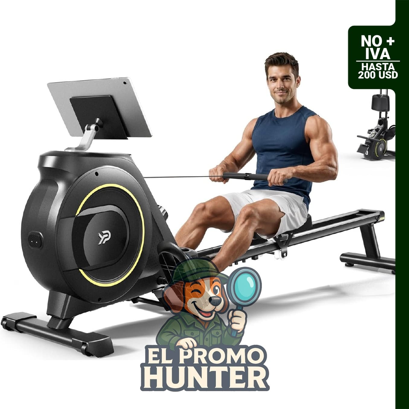 Máquina de remo magnética plegable para entrenamiento cardiovascular, capacidad de 159 kg, 16 niveles de resistencia.