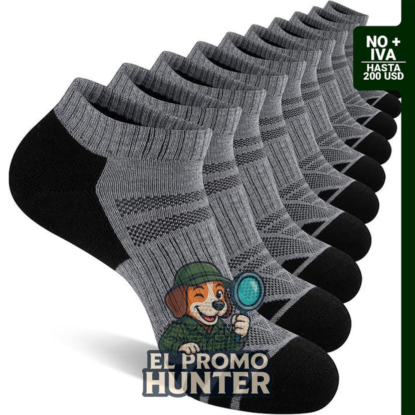 10 pares de calcetines deportivos Heatuff, transpirables y acolchados, de corte bajo.