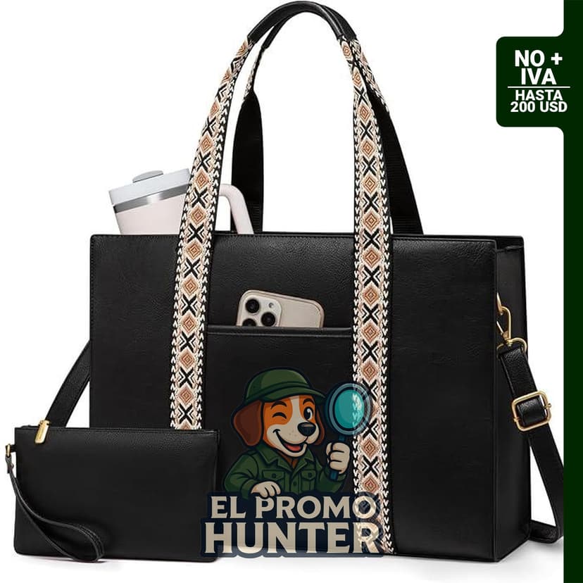 Bolso LOVEVOOK para laptop de 15.6" (38.1 cm), maletín de cuero impermeable, incluye 2 piezas.