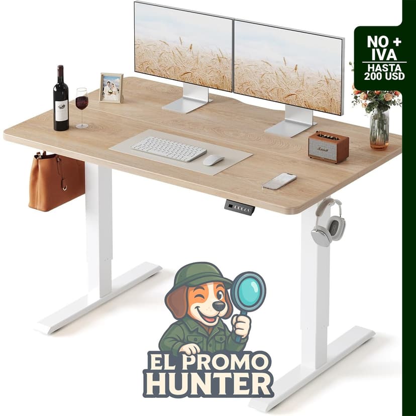 Escritorio de pie de 48" (122 cm) x 24" (61 cm) con altura eléctrica ajustable y 3 presets de memoria.