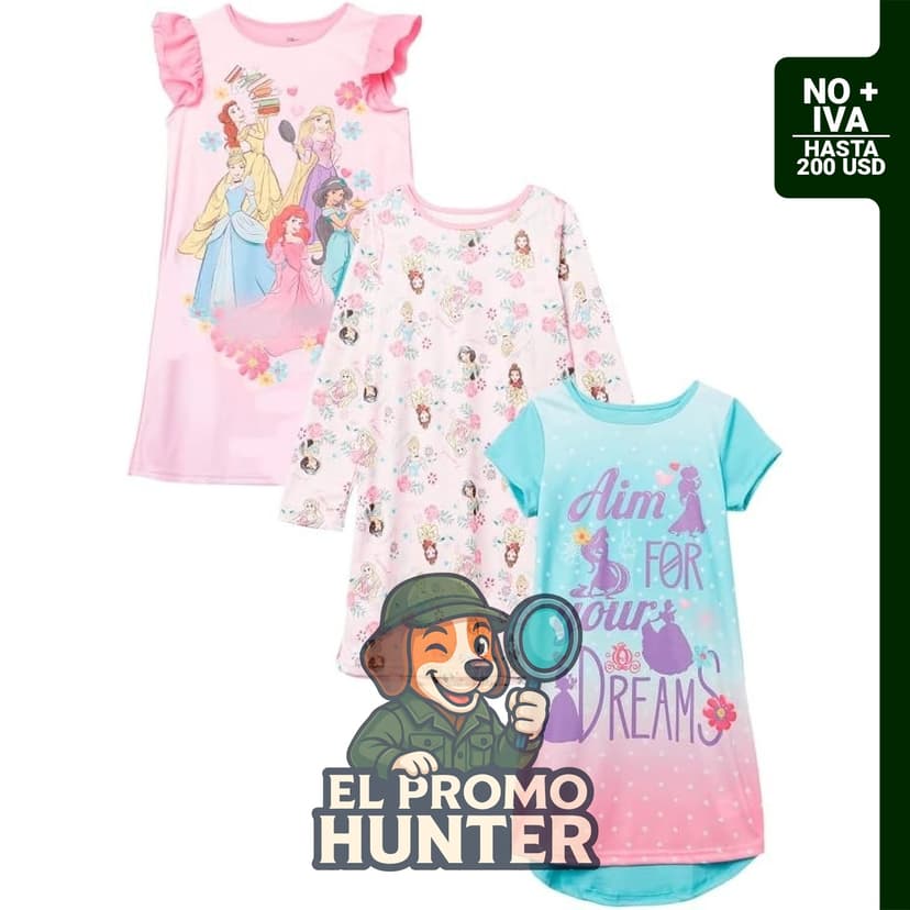 Paquete de 3 camisones para niñas, pijama suave y cómodo.