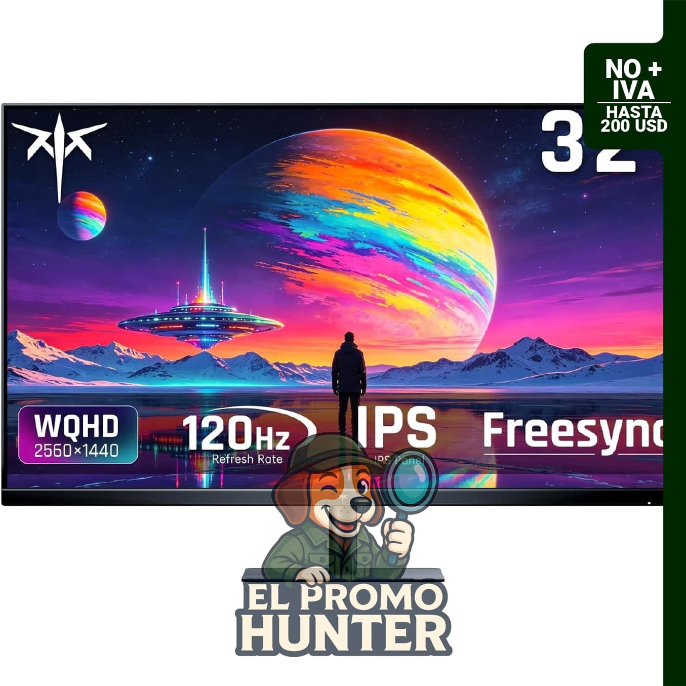 Monitor KTC de 32" (81 cm) 2K QHD 2560 x 1440p, IPS, 120Hz, con puertos HDMI y DisplayPort.