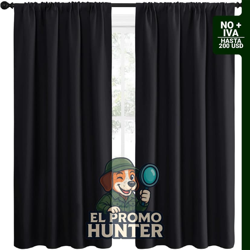 Cortinas opacas de Halloween, color negro, con aislamiento térmico, 2 paneles de 106.68 cm de ancho x 160 cm de largo.