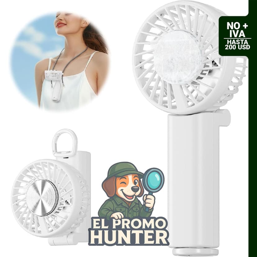 Ventilador de mano portátil de 5000 mAh con placa de enfriamiento, recargable y compacto.