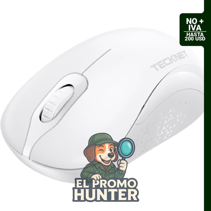 Ratón inalámbrico TECKNET de 2.4 GHz, compatible con manos pequeñas a medianas, con receptor USB y 3 DPI ajustables.