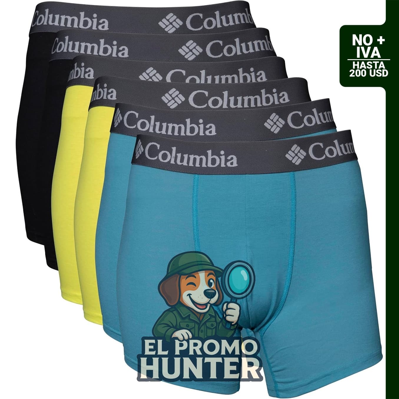 Paquete de 6 calzoncillos bóxer de rendimiento Columbia para hombre.