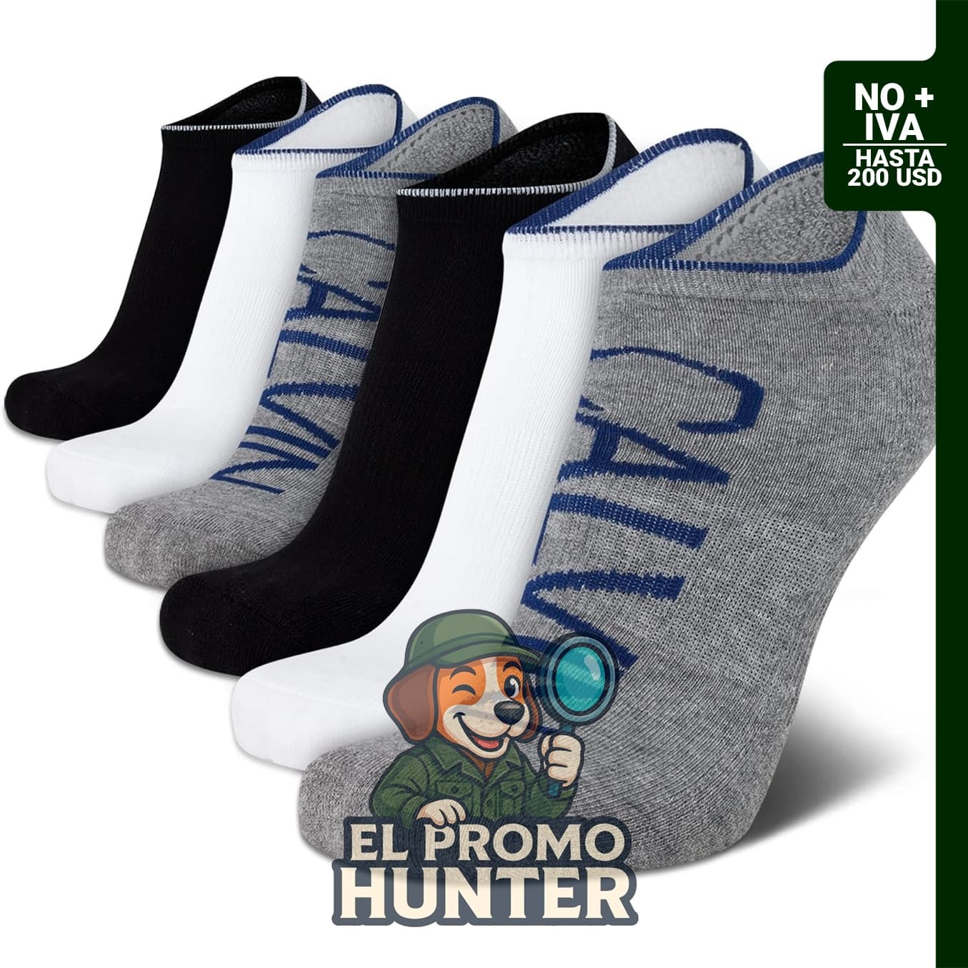 Calcetines invisibles para hombre, paquete de 6 unidades, mezcla de algodón, acolchados, de corte bajo.
