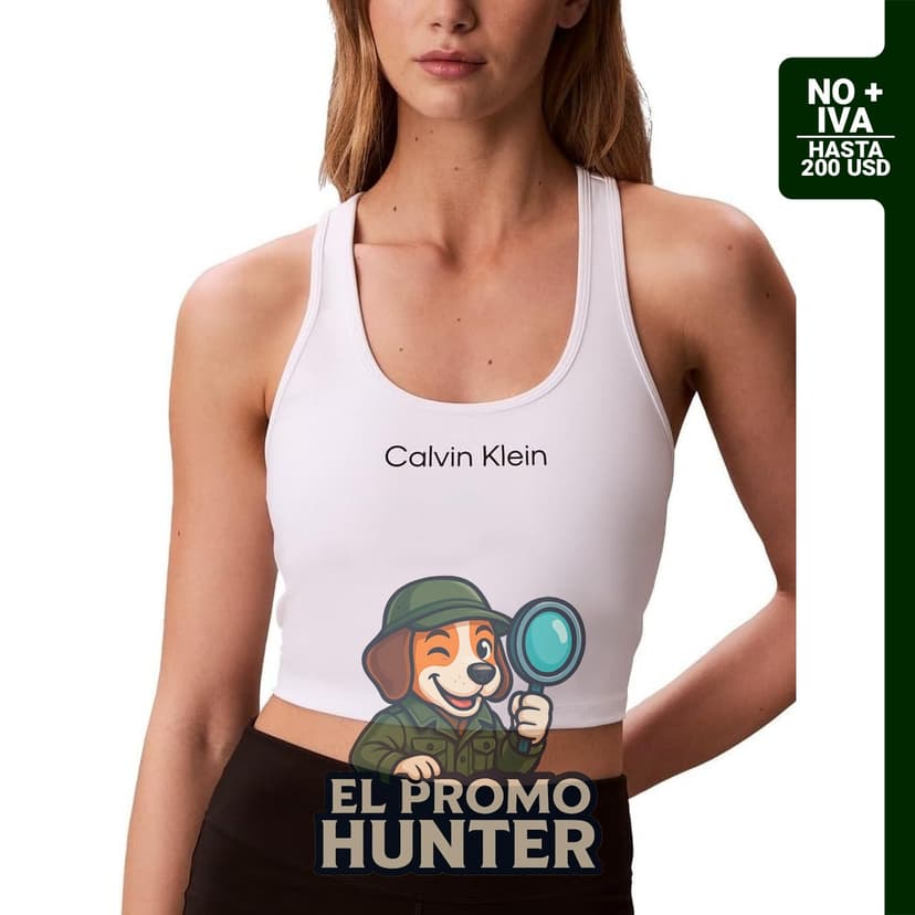 Sujetador deportivo largo de bajo impacto Calvin Klein para mujer, con logotipo.