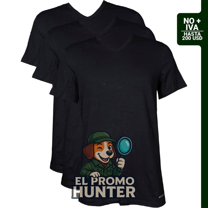 Camiseta de algodón con cuello en V para hombre, paquete de 3 unidades.